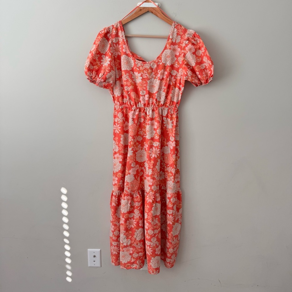 F&F orange floral midi cotton dress